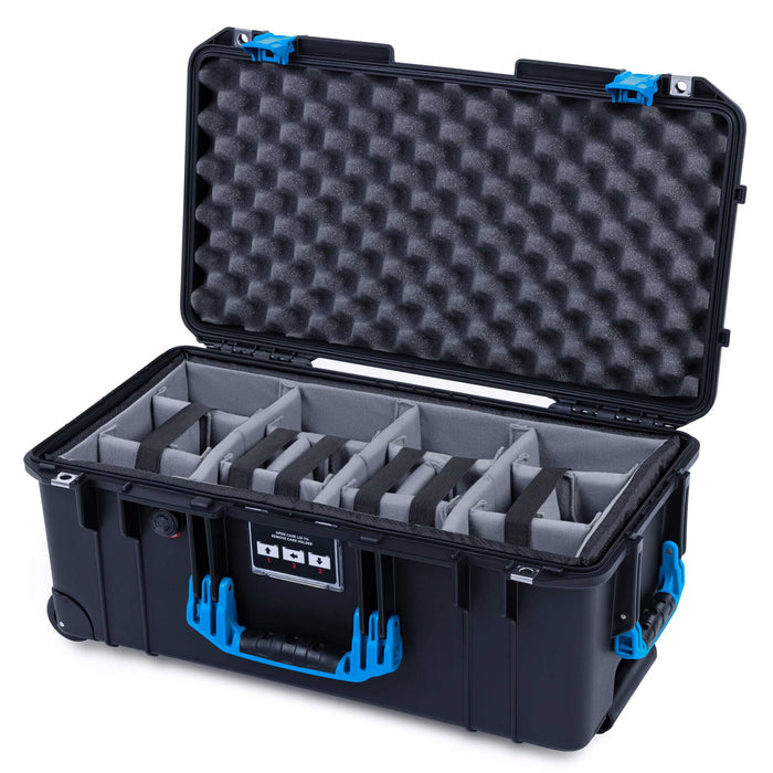 Pelican 1556 Air Case, Black with Blue Handles & Latches ColorCase