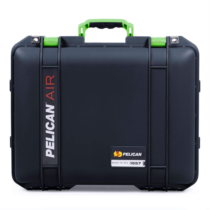 Pelican 1557 Air Case, Black with Lime Green Handle & Latches ColorCase