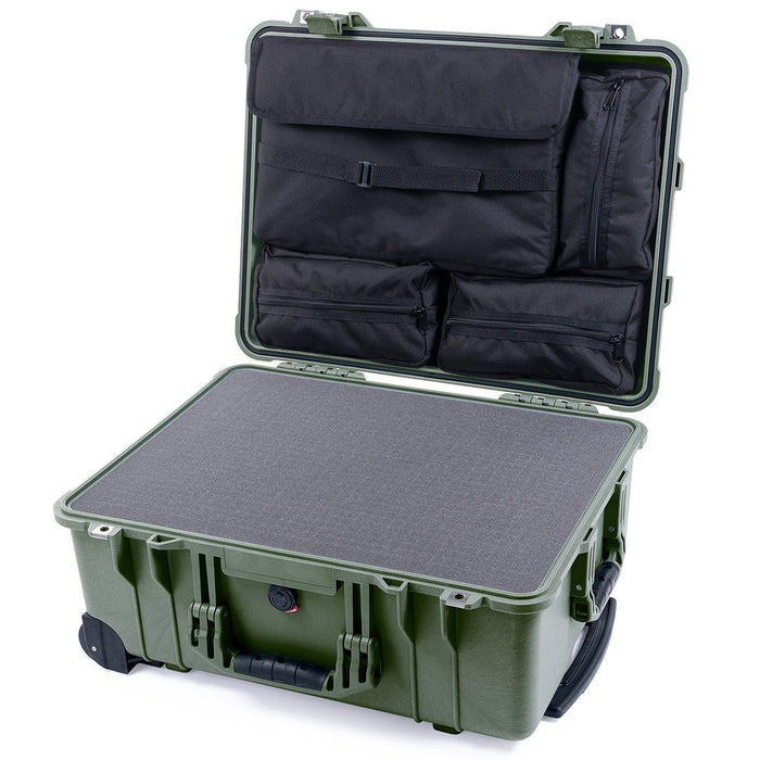 Pelican 1560 Case, OD Green Pick & Pluck Foam with Computer Pouch ColorCase 015600-0201-130-130