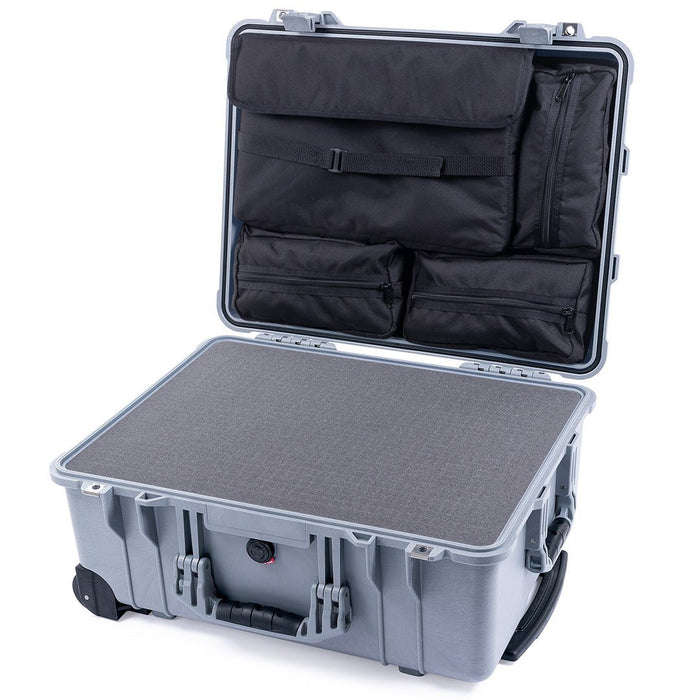 Pelican 1560 Case, Silver Pick & Pluck Foam with Computer Pouch ColorCase 015600-0201-180-180