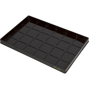 Black plastic DoggieLawn potty tray with grid base, sized to hold a grass pad.