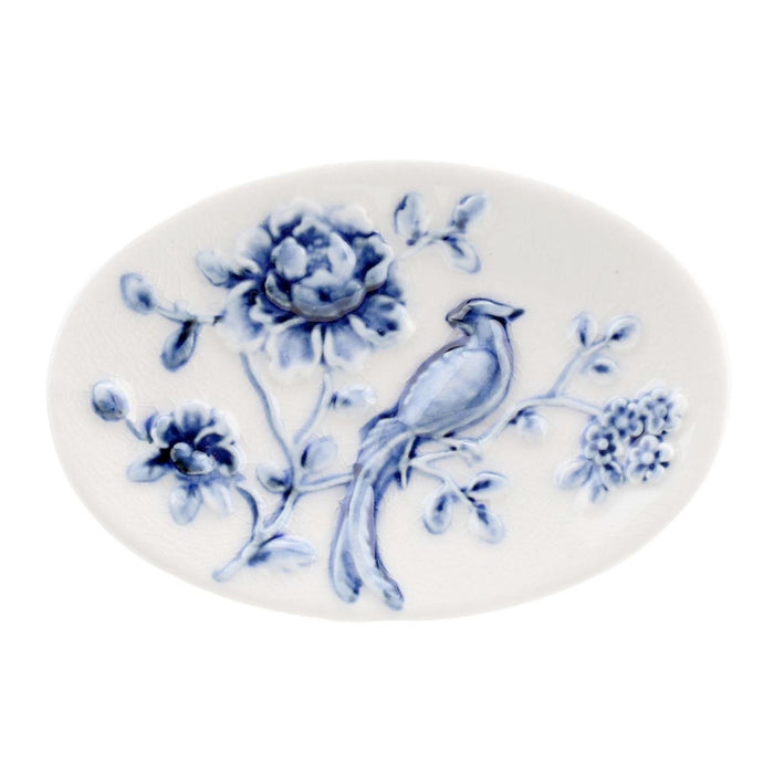 Porcelain Blue & White Bird Soap Dish