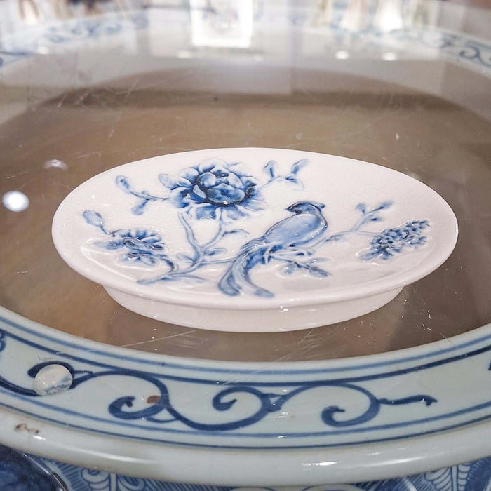 Porcelain Blue & White Bird Soap Dish