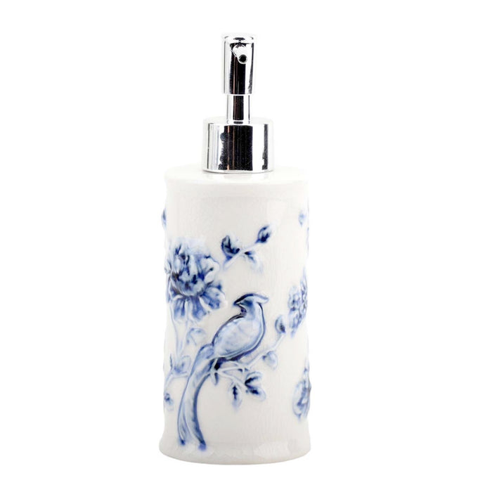 Porcelain Blue & White Bird Soap Dispenser