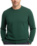 Proper Sport Mens Green Regular Fit Crewneck Cotton Silk Knit Sweater