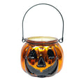 Pumpkin Handle Jar with Candle - 4" from the 2026 Moonlight Masquerade Halloween collection at Roger's Gardens