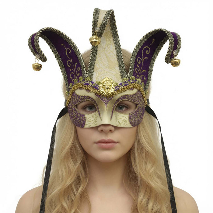 Purple Masquerade Jester Mask