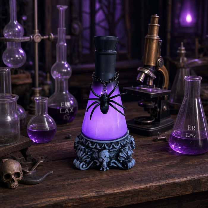 Purple Swirl Potion Bottle with LED Lighting - 8" Tall