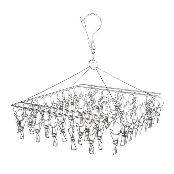 Large front view of the Enviro square sock hanger model featuring a durable 316 stainless steel frame and 40 hanging pegs.