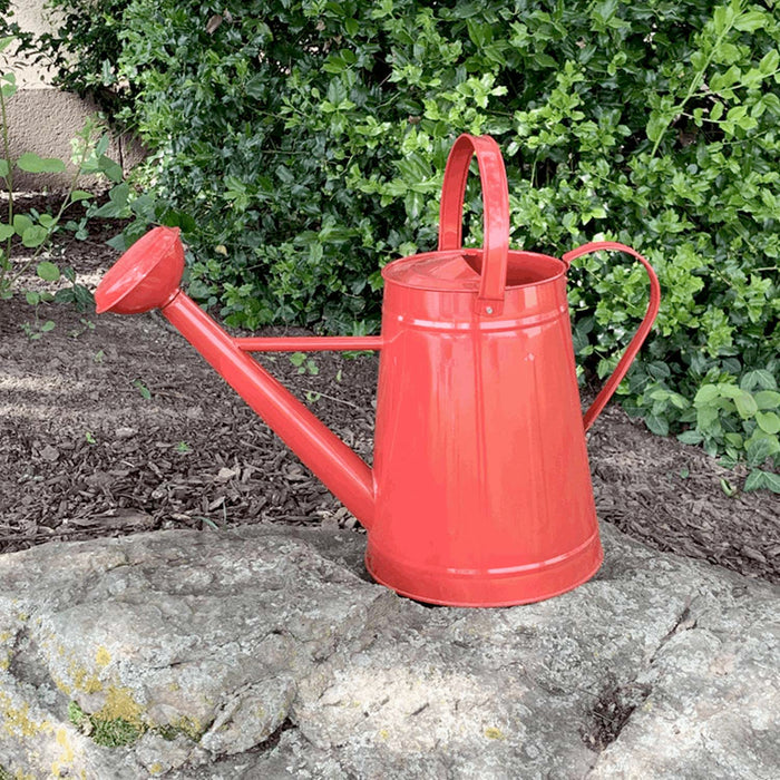 Red Metal Watering Can - 2.1gal