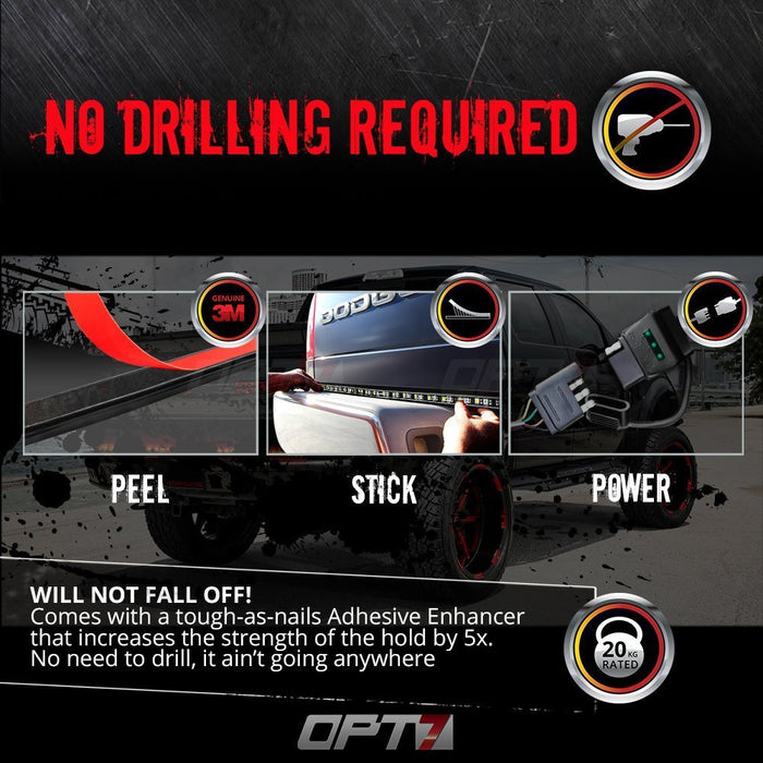no drilling easy stick on led tailgate