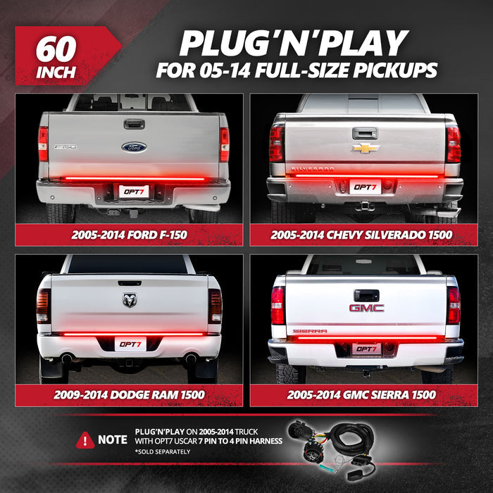 Redline Triple  Row LED Tailgate Light Bar with Reverse Light, Brake Light & Sequential Turn Signals
