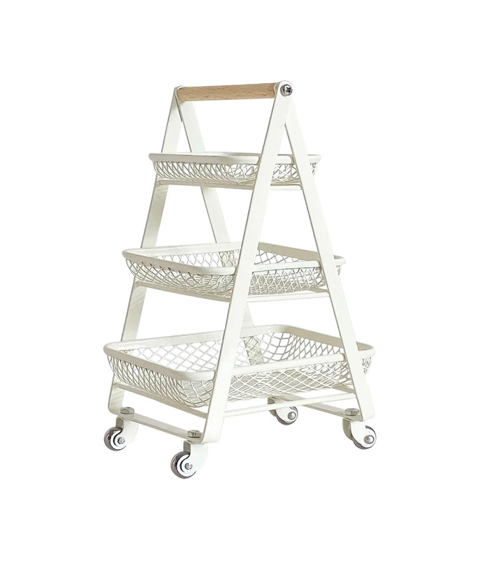 *RESTOCK* Three Tier Trolley, White -  1:6 scale miniature