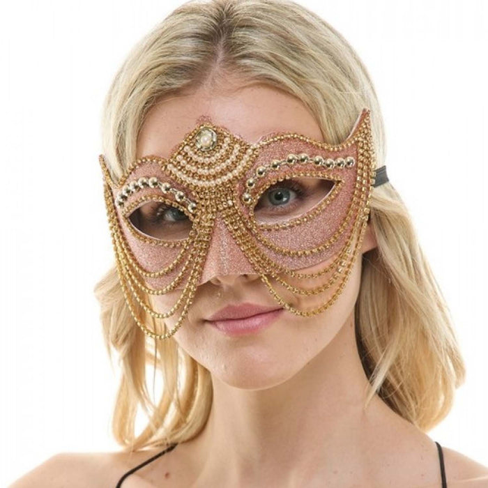 Rose & Gold Jeweled Half Mask
