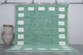 Sage green custom rug – Soft wool with modern block pattern