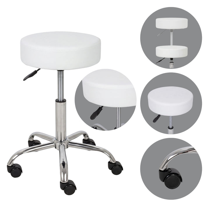 Sgabello con sedile imbottito TILA base in acciaio elevabile a gas - k501 Bianco