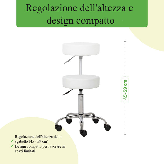 Sgabello con sedile imbottito TILA base in acciaio elevabile a gas - k501 Bianco
