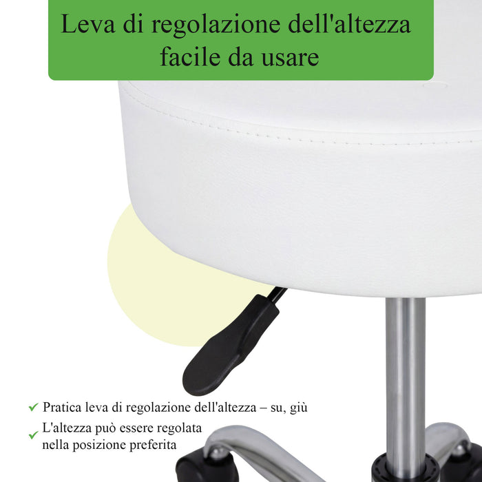 Sgabello con sedile imbottito TILA base in acciaio elevabile a gas - k501 Bianco