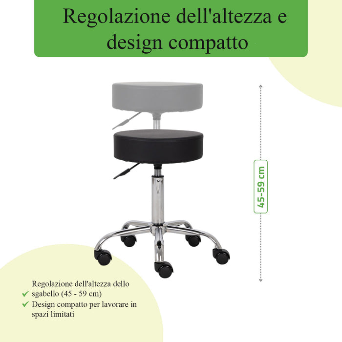 Sgabello con sedile imbottito TILA base in acciaio elevabile a gas - k515 Nero
