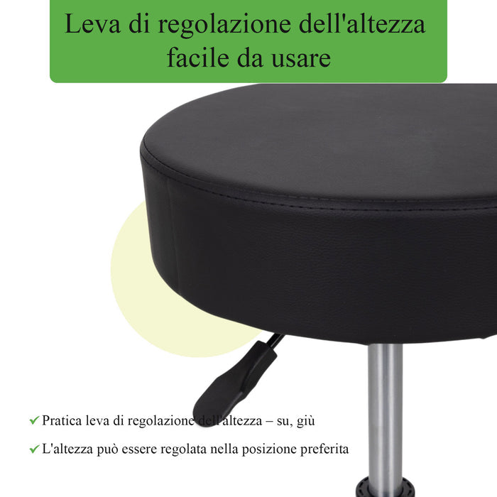 Sgabello con sedile imbottito TILA base in acciaio elevabile a gas - k515 Nero