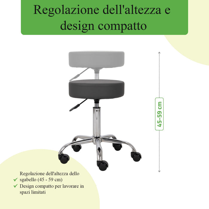 Sgabello con sedile imbottito TILA base in acciaio elevabile a gas - k521 Grigio