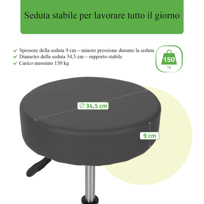 Sgabello con sedile imbottito TILA base in acciaio elevabile a gas - k521 Grigio