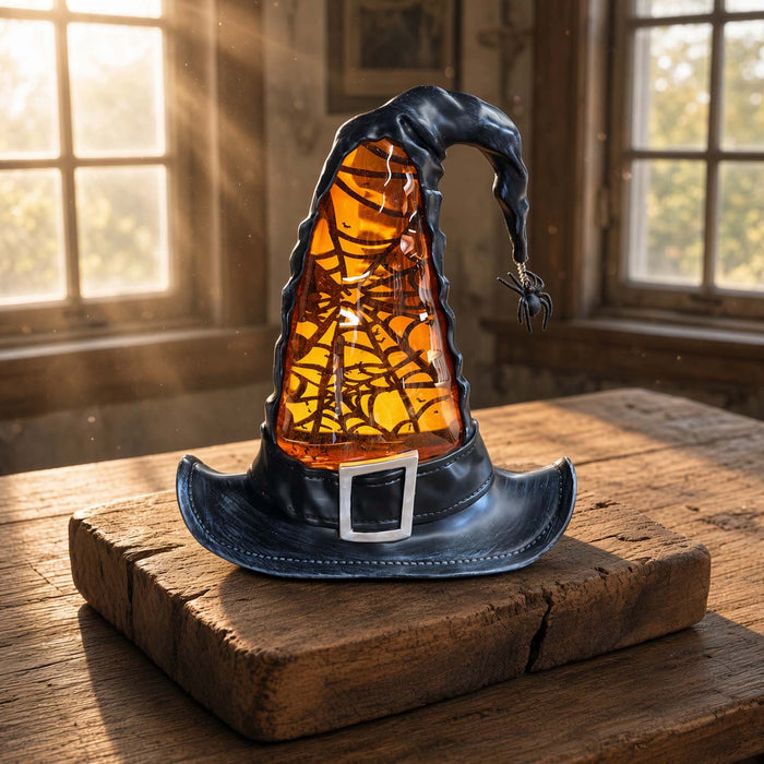 Shimmering Witch Hat with LED Lighting - 12" Tall