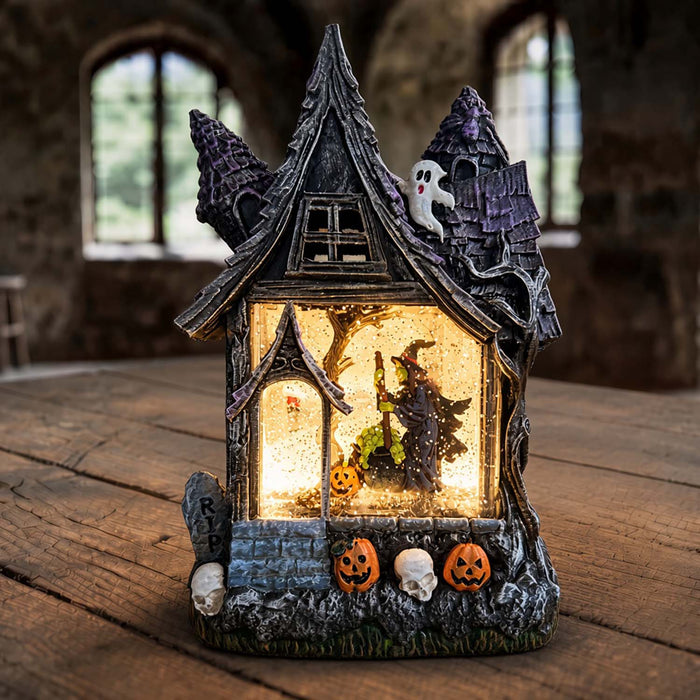Shimming Haunted House with LED Lighting - 10" Tall