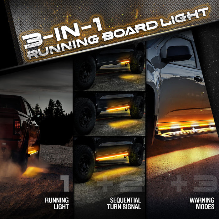 Sidekick Running Board Light 2PC 56-Inch with Warning Mode