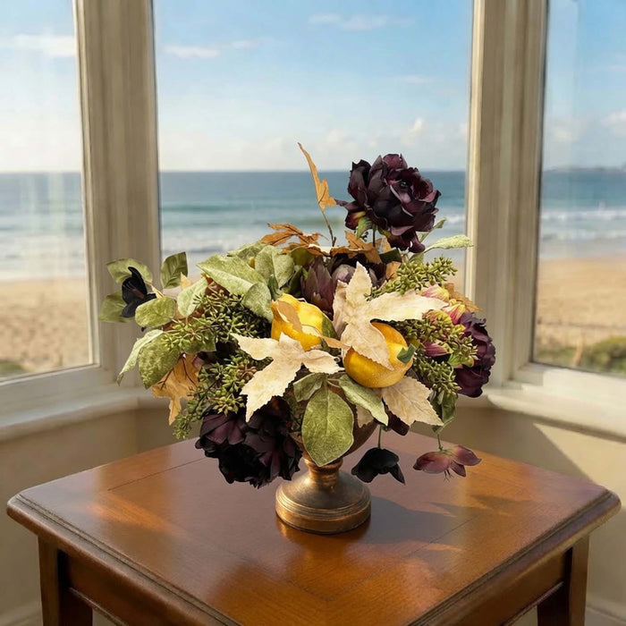 Silk Pumpkin & Artichoke in Copper Urn