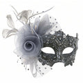 Silver Lace Mask with Rose