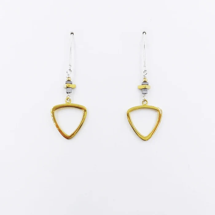 Silver with Drop Gold Vermeil Triangle Earrings