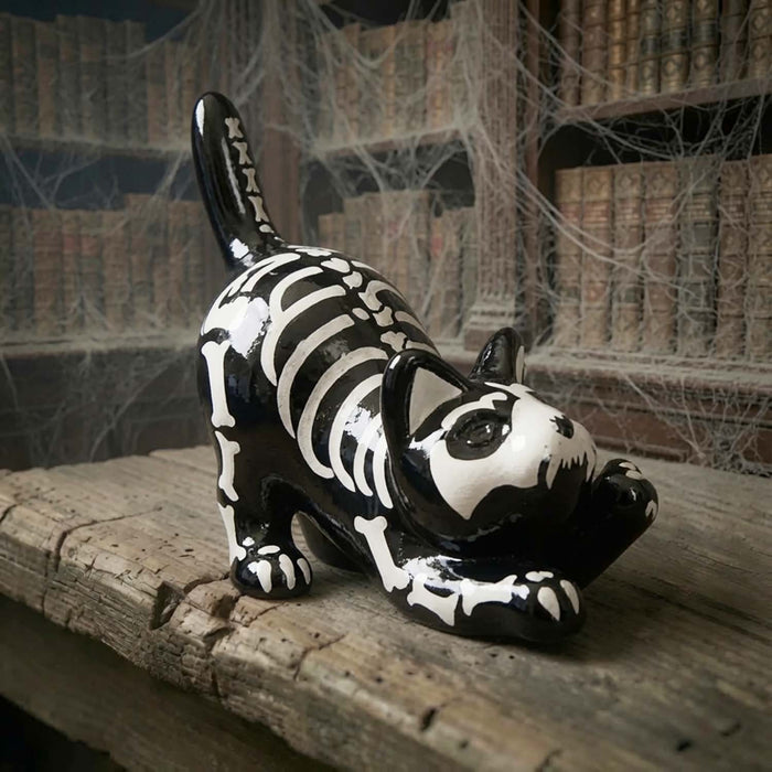 Skeleton Paper Mache Cat - 9.5" Tall