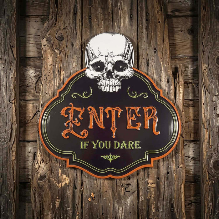 Skull Sign with LED Eyes - 16" Wide