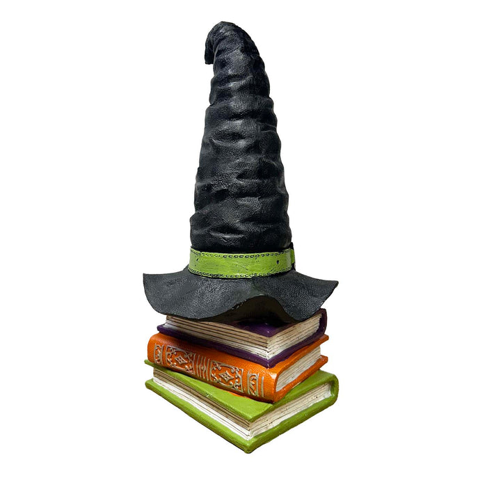 Spooky Witch Hat on Books - 14" Tall from the 2026 Moonlight Masquerade Halloween collection at Roger's Gardens