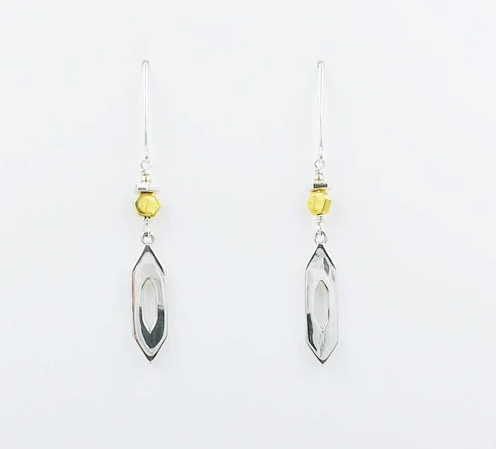 Sterling Silver and 22K Gold Vermeil Hexagon Earrings