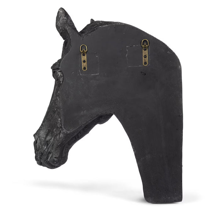 backside of horse sculpture showing the hanging hooks