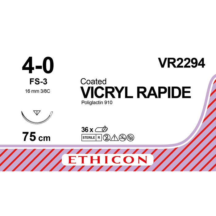 Sutura Ethicon VICRYL RAPIDE VR2294 - 4-0, Ago 3/8 FS-3 mm 16 - Incolore (conf. 36 pz.)