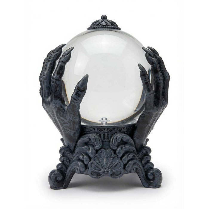 Swirling LED Skull Hand Globe - 8" Tall from the 2026 Moonlight Masquerade Halloween collection at Roger's Gardens