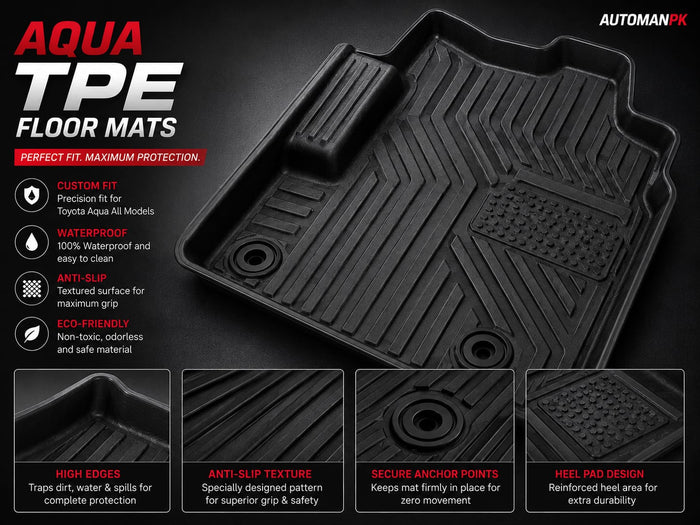 Toyota Aqua TPE Floor Mats 2012-2014 – Custom Fit (3Pcs Set)