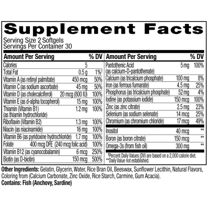 850004462645 sup-facts WomensMultiOmega3UltraSoftgels Multi Softgels product carousel image