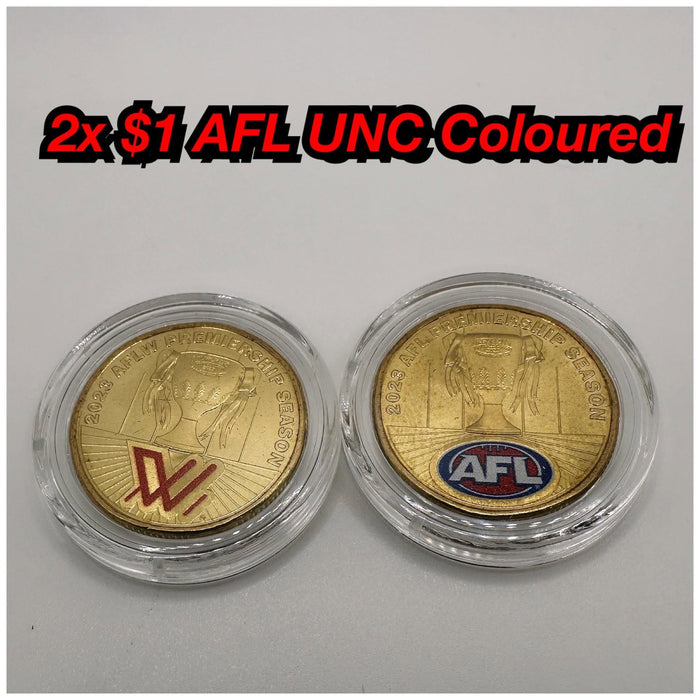 UNC $1 2023 2x Colorised AFL Coins