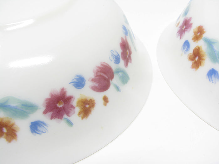 edgebrookhouse - Vintage Arcopal France Floride Glass Bowls with Floral Design - 8 Pieces