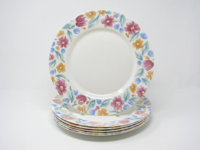 edgebrookhouse - Vintage Arcopal France Floride Glass Dinner Plates with Floral Design - 6 Pieces