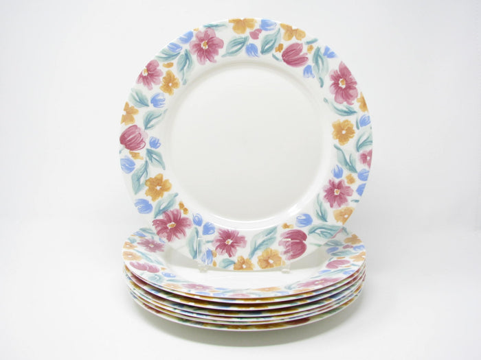 edgebrookhouse - Vintage Arcopal France Floride Glass Dinner Plates with Floral Design - 8 Pieces