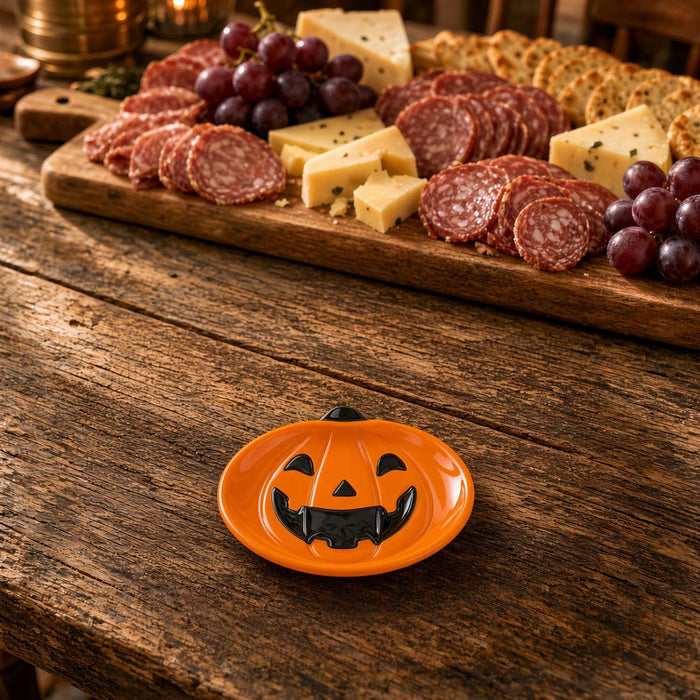 Vintage Ceramic Pumpkin Face Bowl - 6"