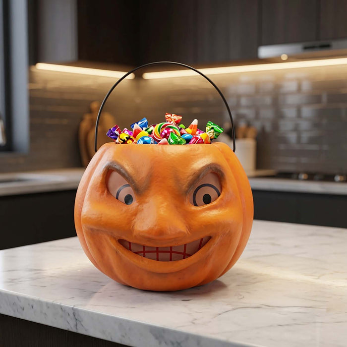 Vintage Mad Pumpkin Bucket - 13" Tall