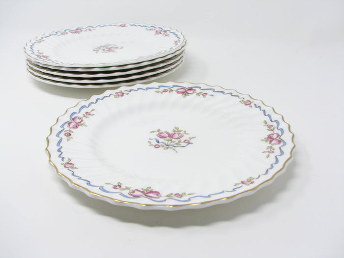 edgebrookhouse - Vintage Royal Doulton The Beverley Bone China Salad Plates with Pink Floral Design Made in England - 6 Pieces