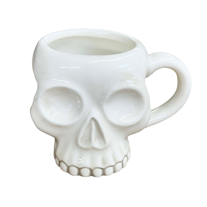 White Ceramic Skelly Mug - 6" Tall