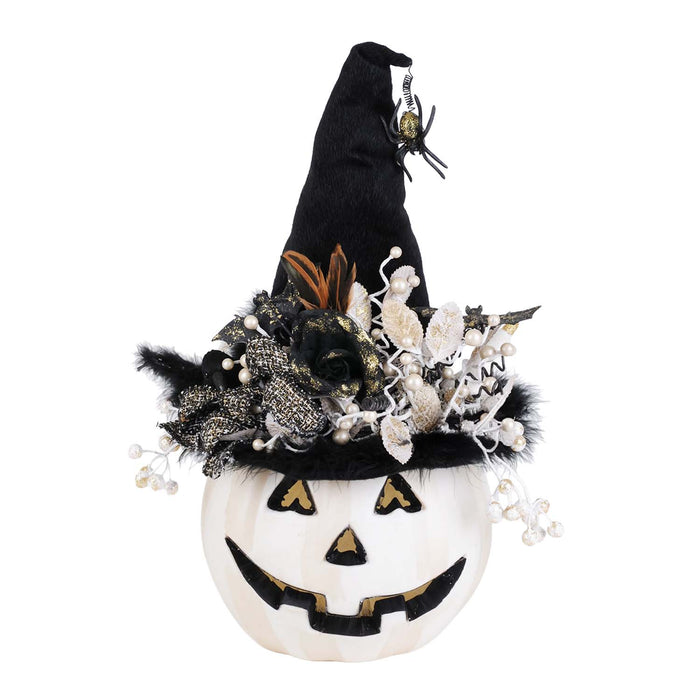 White Fiber Optic Pumpkin with LED Light - 23" Tall from the 2026 Moonlight Masquerade Halloween collection at Roger's Gardens